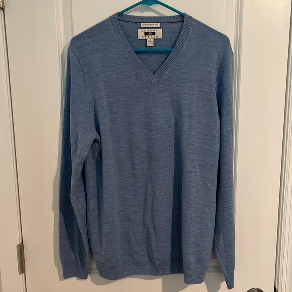 Joseph Abboud Other - Joseph Abboud Merino Wool Long Sleeve V-Neck Knit Sweater Blue Men's Size Medium